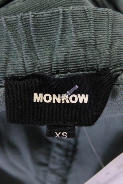 Monrow Womens Mid Rise Drawstring Corduroy Cargo Pants Green Size Extra Small