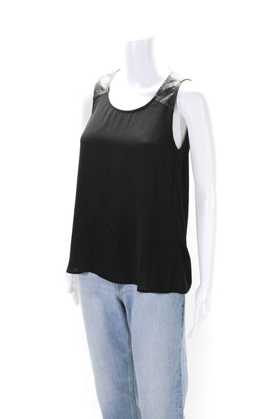 Jack Womens Round Neck Sleeveless Back Cut-Out Sleeveless Blouse Black Size M