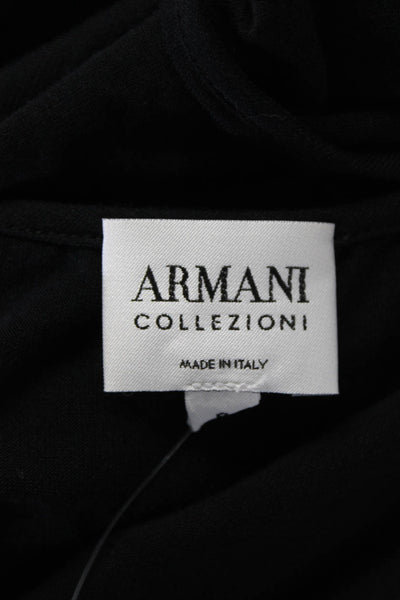 Armani Collezioni Womens Sleeveless V Neck Ruched Knit Top Black Size 8