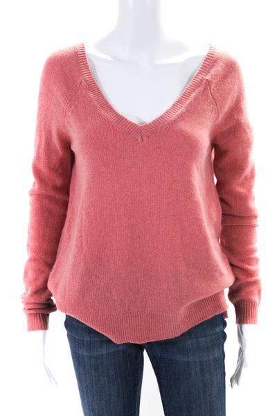 Calypso Saint Barth Women's V-Neck Long Sleeves Pullover Sweater Pink Size S