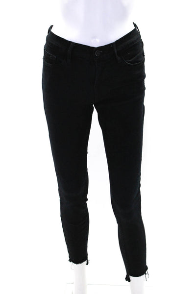 Frame Womens Cotton Le Skinny de Jeanne Buttoned Skinny Pants Black Size EUR26