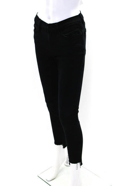 Frame Womens Cotton Le Skinny de Jeanne Buttoned Skinny Pants Black Size EUR26