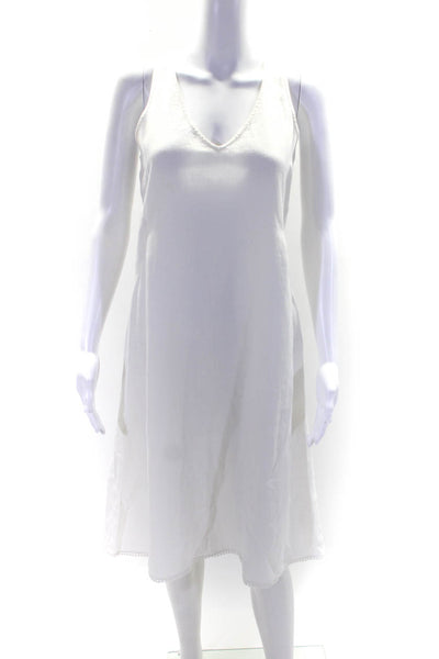 Calypso Saint Barth Womens Textured Hem Sleeveless Mid-Calf Dress White Size XS