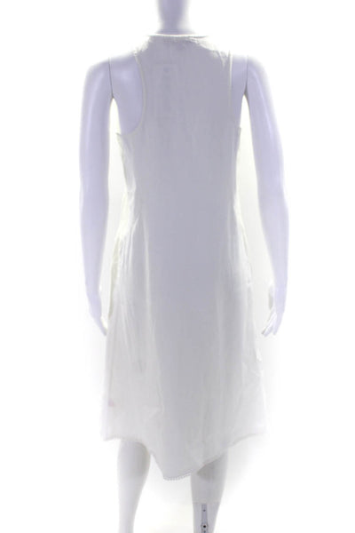 Calypso Saint Barth Womens Textured Hem Sleeveless Mid-Calf Dress White Size XS