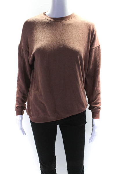 Alo Womens Crew Neck Pullover Long Sleeve Casual Sweatshirt Brown Size XS