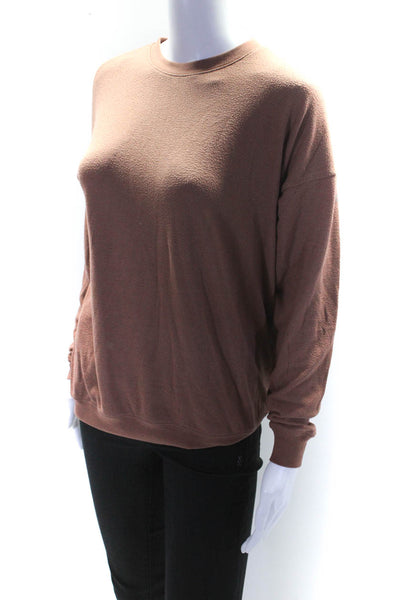 Alo Womens Crew Neck Pullover Long Sleeve Casual Sweatshirt Brown Size XS