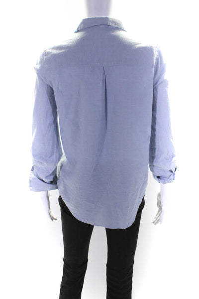 Joie Womens Cotton Collared Buttoned Long Sleeve Casual Top Blue Size XS