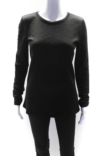 Theory Womens Merino Wool Keyhole Back Long Sleeve Knit Shirt Top Black Size M