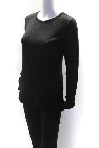 Theory Womens Merino Wool Keyhole Back Long Sleeve Knit Shirt Top Black Size M