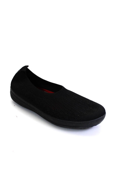 FitFlop Womens Round Toe Slip-On Knit Textured Platform Shoes Black Size 11