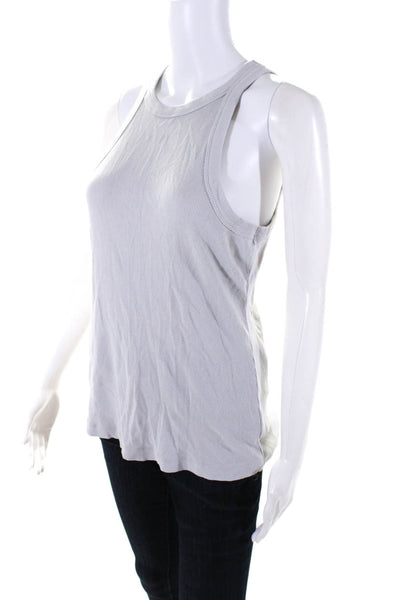 Standard James Perse Womens Scoop Neck Ribbed Knit Tank Top Gray Cotton Size 2