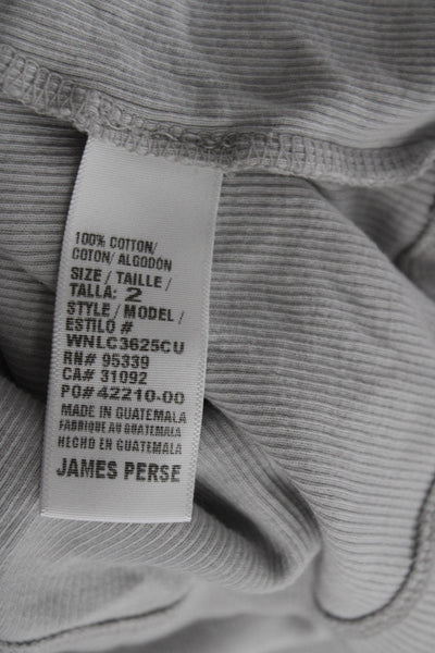 Standard James Perse Womens Scoop Neck Ribbed Knit Tank Top Gray Cotton Size 2