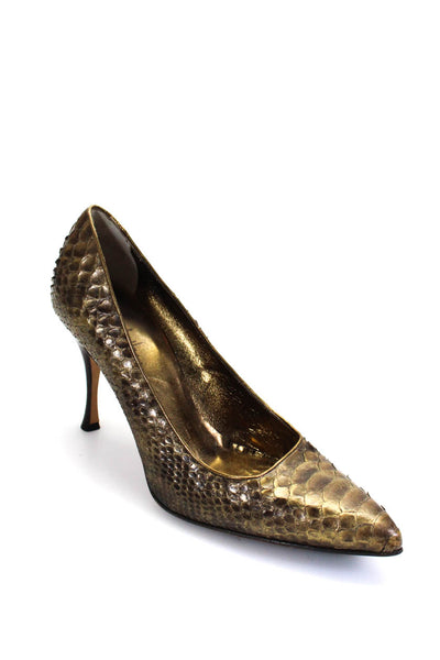 Cole Haan Womens Animal Print Embossed Textured Pointed Toe Heels Gold Size 9