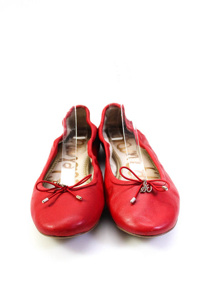 Sam Edelman Women's Round Toe Bow Slip-On Ballet Flat Shoe Red Size 8