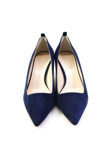 Everlane Women's Pointed Toe Slip-On Suede Kitten Heels Shoe Blue Size 7.5