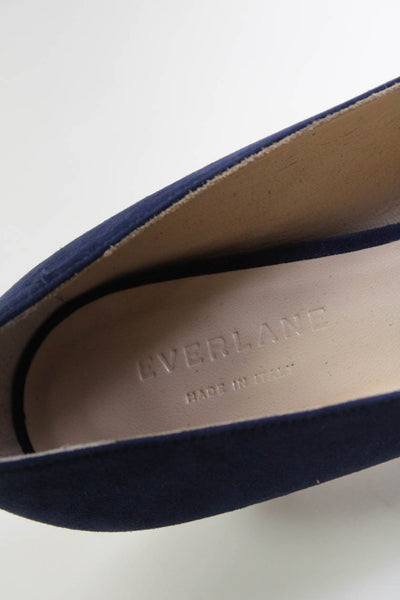 Everlane Women's Pointed Toe Slip-On Suede Kitten Heels Shoe Blue Size 7.5