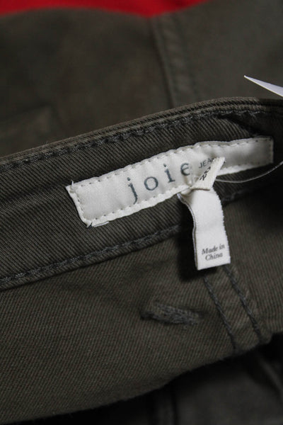 Joie Women's Button Closure Ankle Zip Skinny Cargo Pant Olive Green Size 26