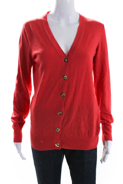 C Wonder Women's Long Sleeves Button Down Cardigan Sweater Red Size S