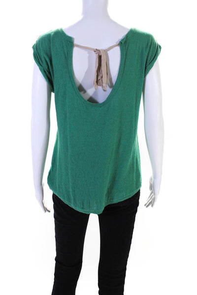 Babaton Womens Cap Sleeve V Neck Silk Knit Top Green Size Green Size Small