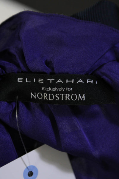 Elie Tahari Womens Sleeveless V Neck Silk High Low Blouse Purple Black Size XS