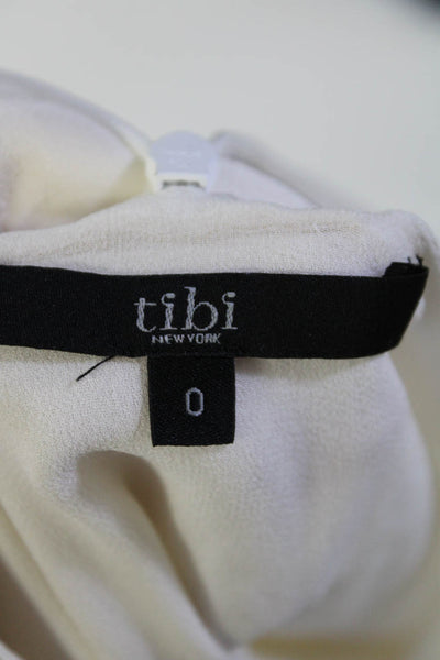 Tibi Womens Back Zip Sleeveless Crew Neck Silk Top Blouse White Size 0