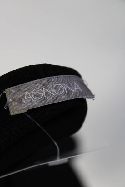 Agnona Womens Solid Black Zip Back Slit Front Knee Length A-Line Skirt Size M