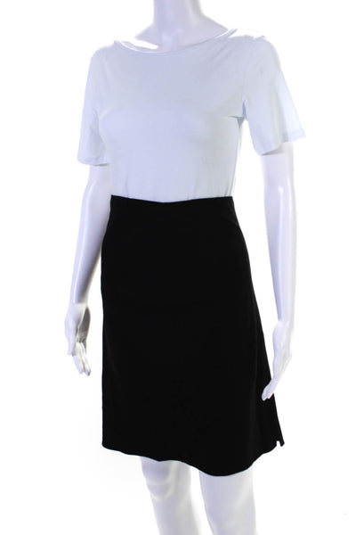 Agnona Womens Solid Black Side Zip Knee Length A-Line Skirt Size M