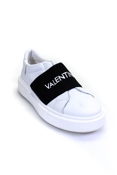 Valentino Mens Leather Slide On Low Top Casual Walking Sneakers White Size 8.5