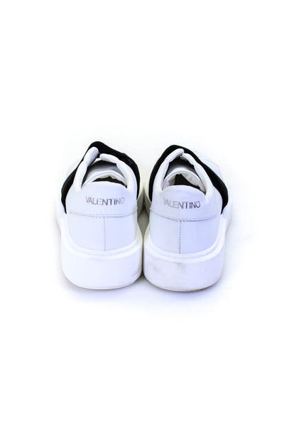 Valentino Mens Leather Slide On Low Top Casual Walking Sneakers White Size 8.5