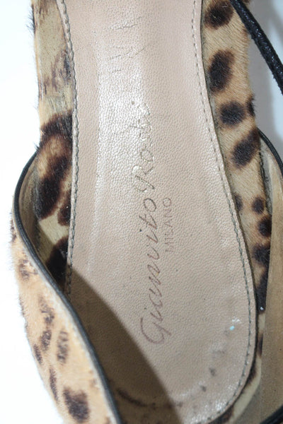 Gianvito Rossi Womens Animal Print Lace Up Pointed Toe Flats Brown Size 36.5 6.5