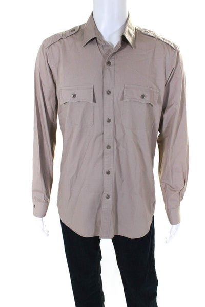 Brooks Brothers Mens Cotton Long Sleeve Extra Slim Button Down Top Khaki Size M