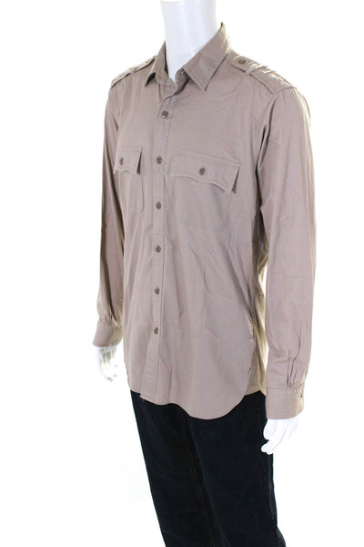 Brooks Brothers Mens Cotton Long Sleeve Extra Slim Button Down Top Khaki Size M