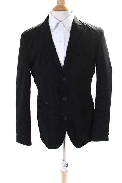 DKNY Mens Long Sleeve Notched Collar Three Button Blazer Jacket Black Size M