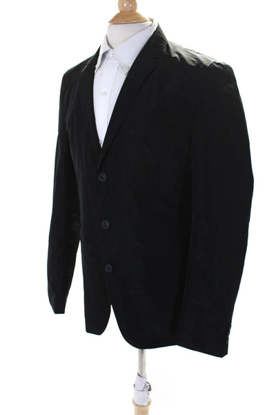 DKNY Mens Long Sleeve Notched Collar Three Button Blazer Jacket Black Size M