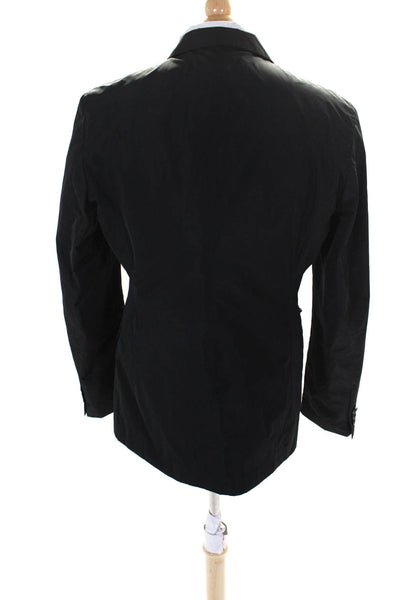 DKNY Mens Long Sleeve Notched Collar Three Button Blazer Jacket Black Size M