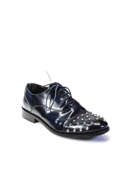 KG Kurt Geiger Mens Leather Studded Cap Toe Oxford Shoes Navy Size 10US 40EU