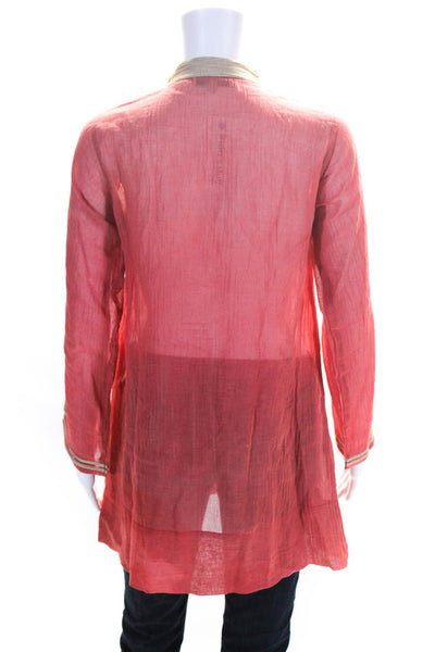 Karim Bouriad Marrakech Womens Long Sleeve V Neck Embroidered Tunic Red Size S