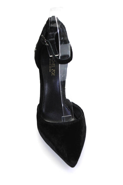 Rachel Zoe Womens Stiletto Ankle Strap Velvet Hayworth Pumps Black Size 6