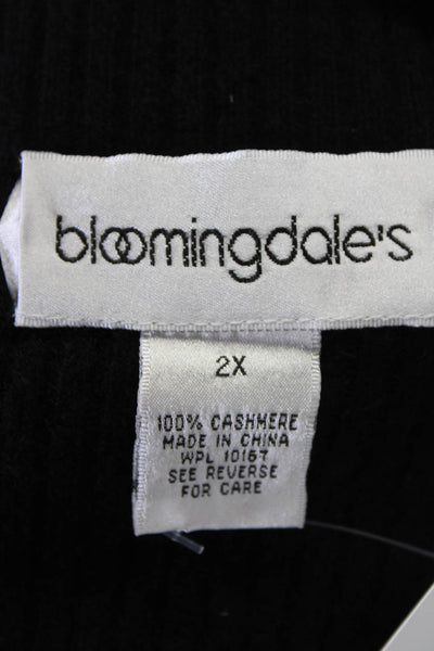 Bloomingdales Womens Cashmere Long Sleeve Off The Shoulder Sweater Black Size 2X