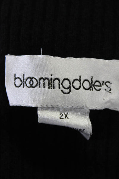 Bloomingdales Womens Cashmere Long Sleeve Off The Shoulder Sweater Black Sz 2X