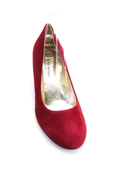 Andrea Carrano Womens Suede Almond Toe Wedge Heel Pumps Dark Red Size 10US 40EU