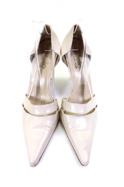 Folio Womens Leather Pointed Toe Cut-Out Textured Stiletto Heels Beige Size 8.5