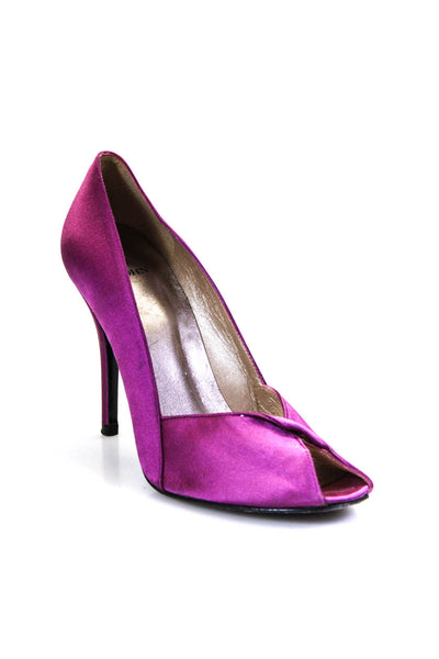 St. John Womens Peep Toe Tied Knot Slip-On Stiletto Heels Pumps Purple Size 8.5