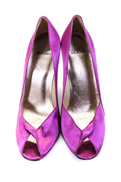 St. John Womens Peep Toe Tied Knot Slip-On Stiletto Heels Pumps Purple Size 8.5