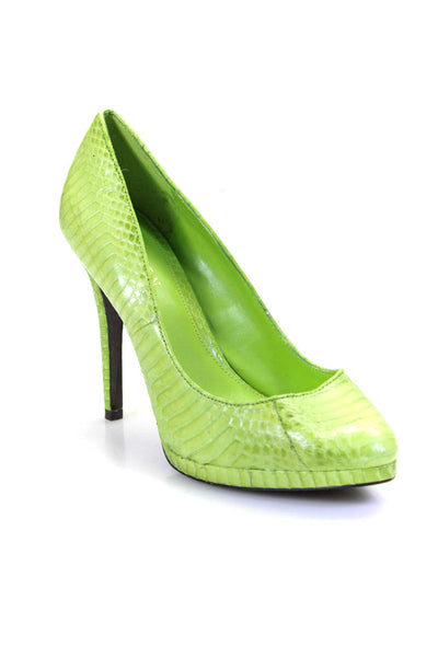 Lauren Ralph Lauren Womens Embossed Animal Print Round Toe Pumps Green Size 8.5