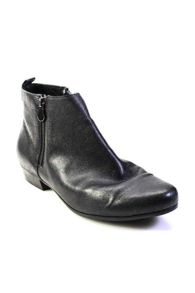 Munro Womens Side Zip Block Heel Ankle Booties Black Leather Size 10