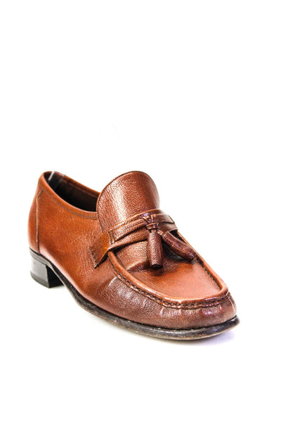 Florsheim Mens Leather Apron Toe Tassel Accent Low Heel Loafers Brown Size 8.5US