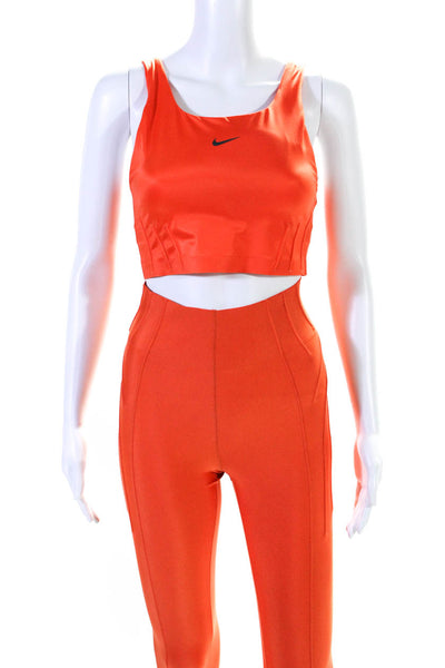 Nike Womens High Rise Leggings Sports Bra Set Orange Size Extra Small/Small