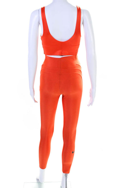 Nike Womens High Rise Leggings Sports Bra Set Orange Size Extra Small/Small