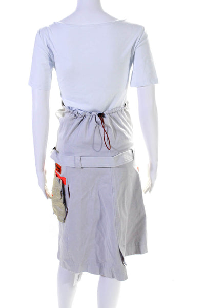 Heron Preston Womens Button Down Belted Wrap Skirt White Cotton Size Small